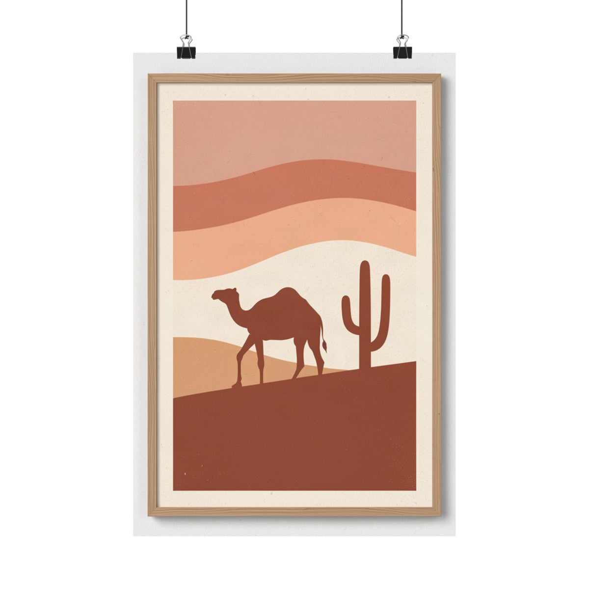Desert Camel Sunset Print | Boho Mid-Century Wall Art