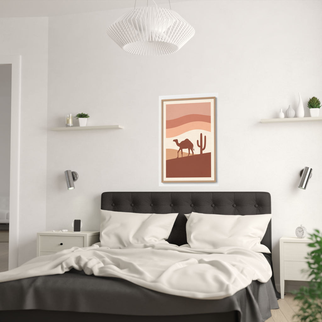 Desert Camel Sunset Print | Boho Mid-Century Wall Art