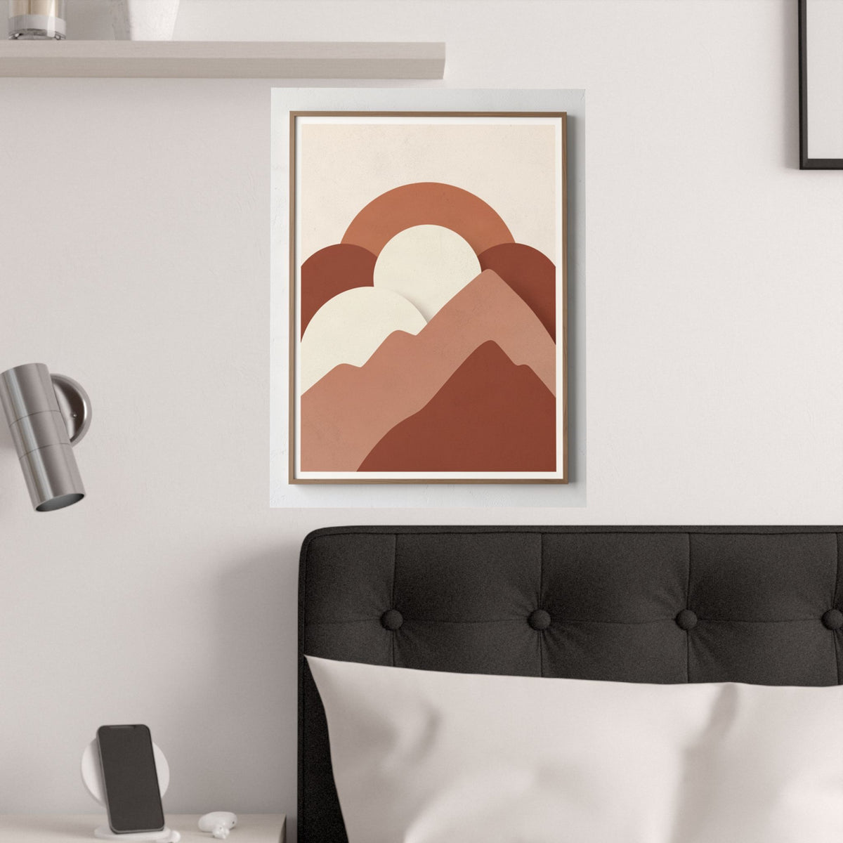 Terracotta Sun & Mountains Print | Mid-Century Boho Wall Art