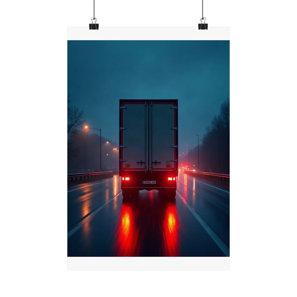 Long-Haul Night Hauler Truck Poster | Trucker Garage Wall Art