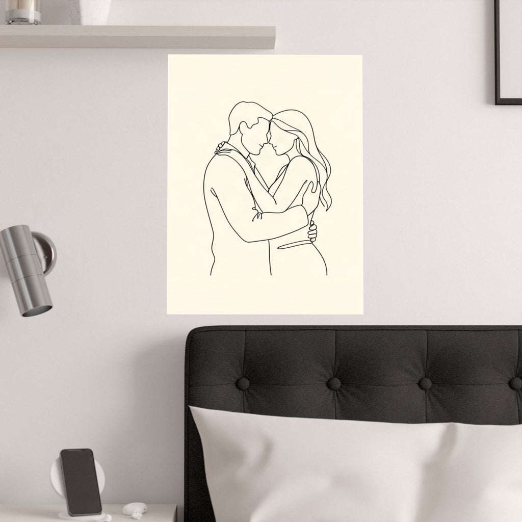 Lovers Single Line Art Print | Minimalist Romantic Wall Decor