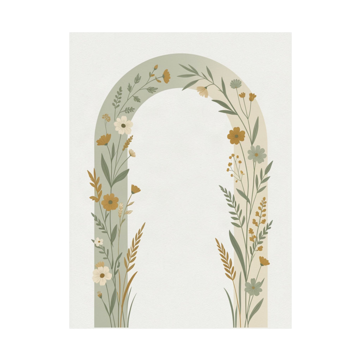 Sage Botanical Arch Print | Minimalist Wildflower Wall Art