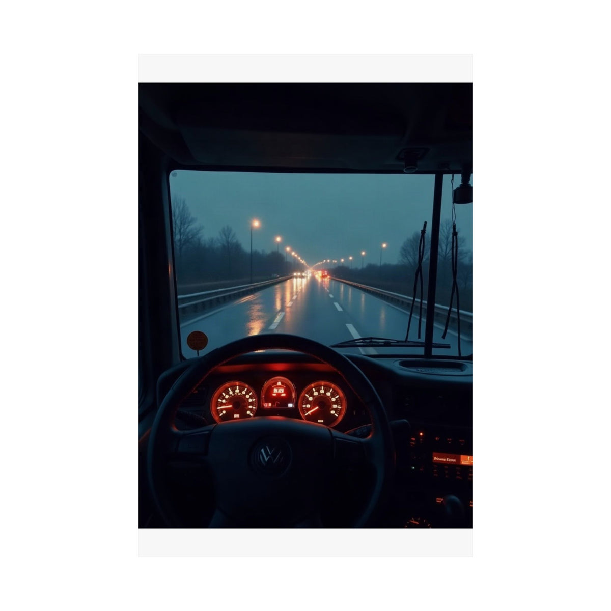 Night Cab Long-Haul Poster | Trucker Life Wall Art