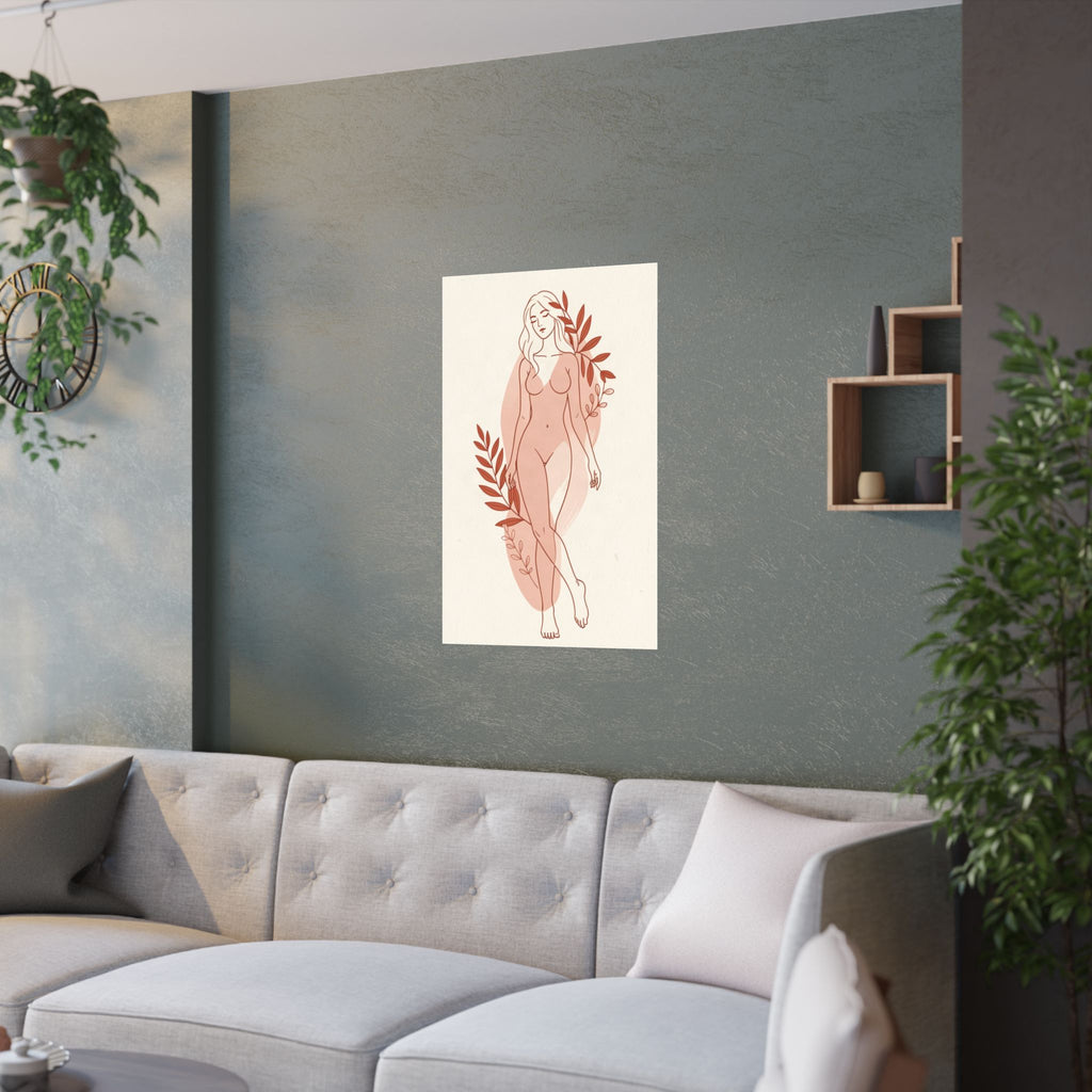 Abstract Feminine Body Line Art | Blush Boho Wall Print