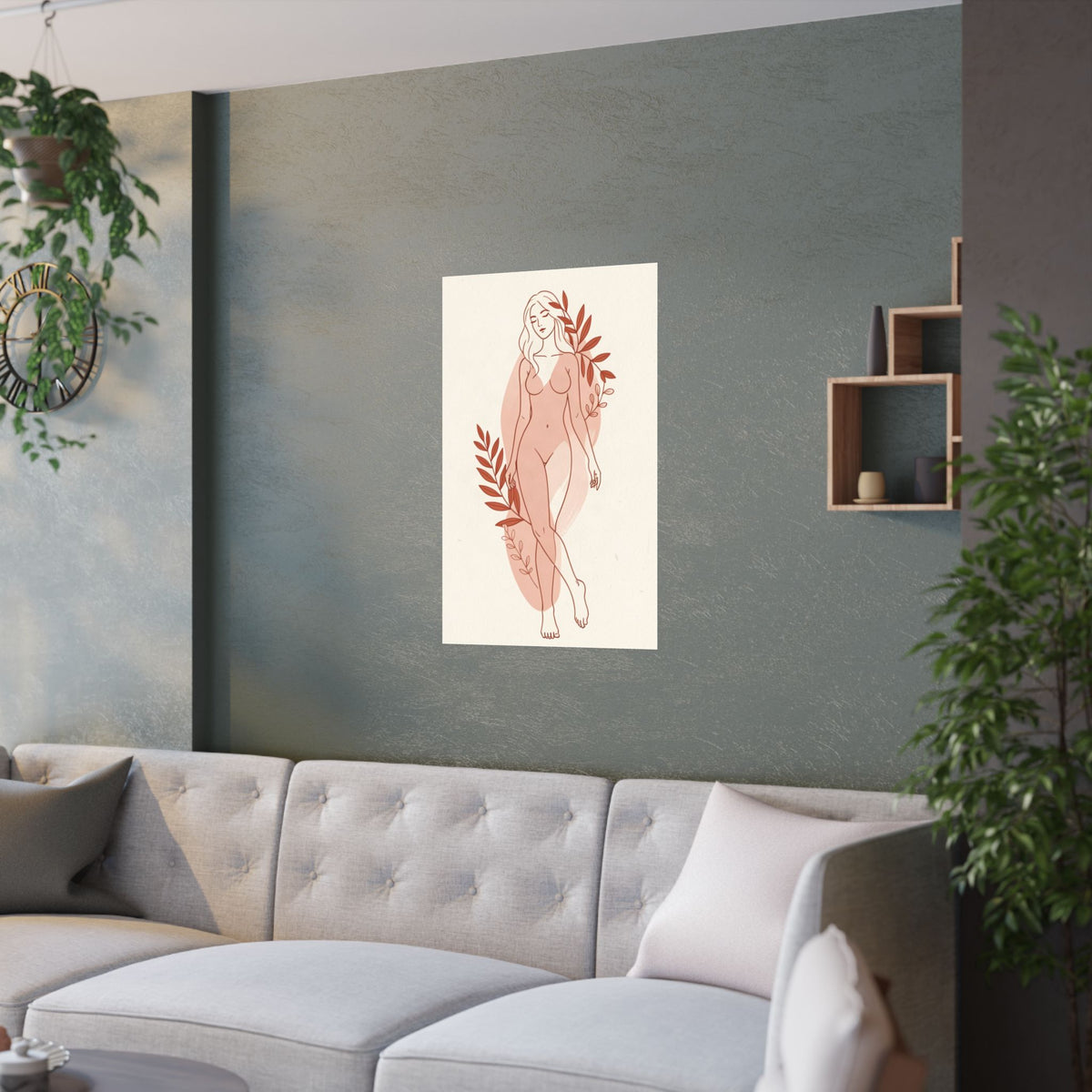 Abstract Feminine Body Line Art | Blush Boho Wall Print