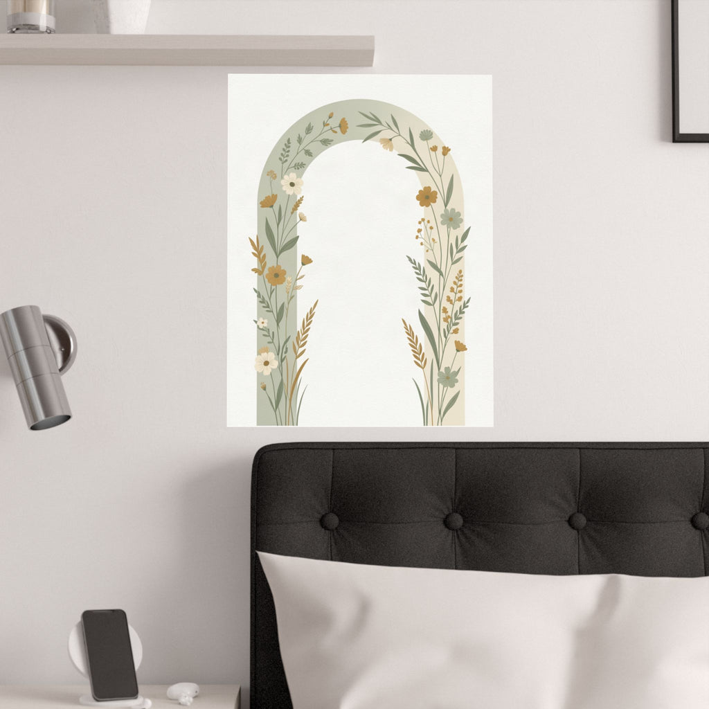 Sage Botanical Arch Print | Minimalist Wildflower Wall Art