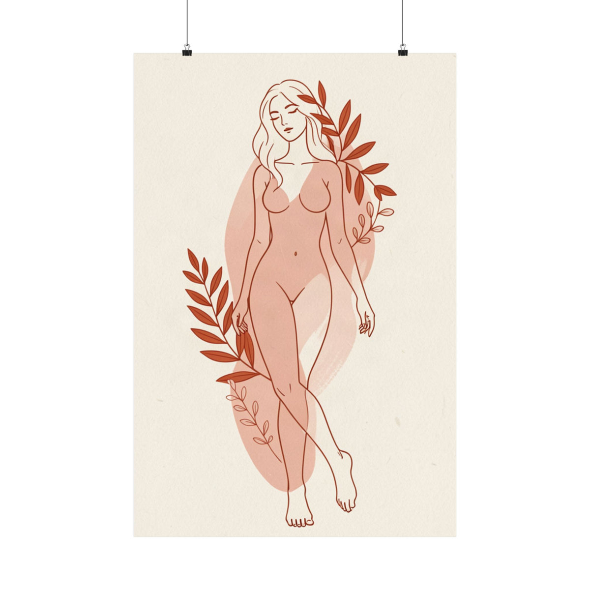Abstract Feminine Body Line Art | Blush Boho Wall Print