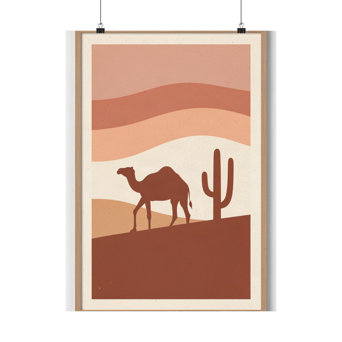 Desert Camel Sunset Print | Boho Mid-Century Wall Art