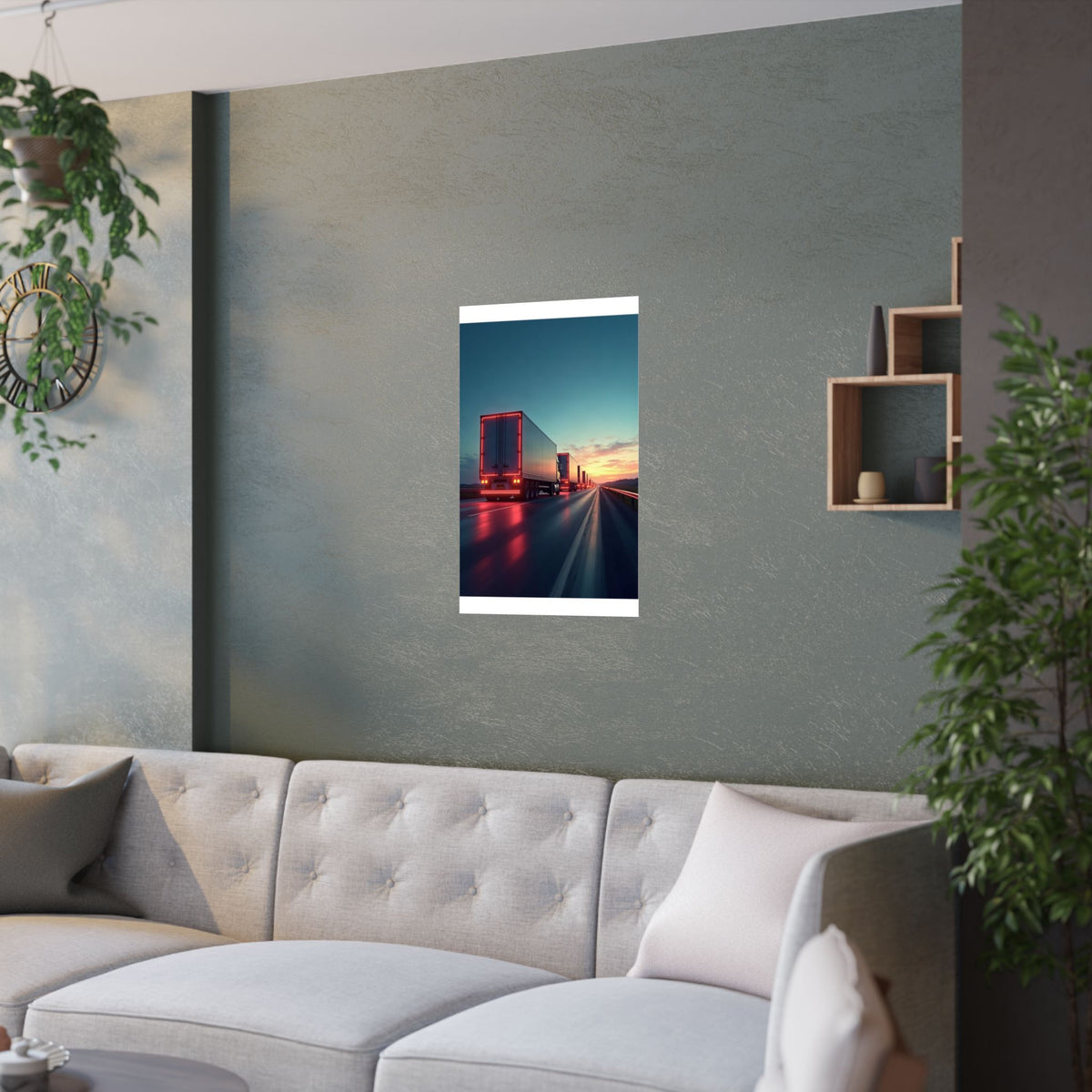Dusk Convoy Highway Truck Poster | Trucker Wall Art