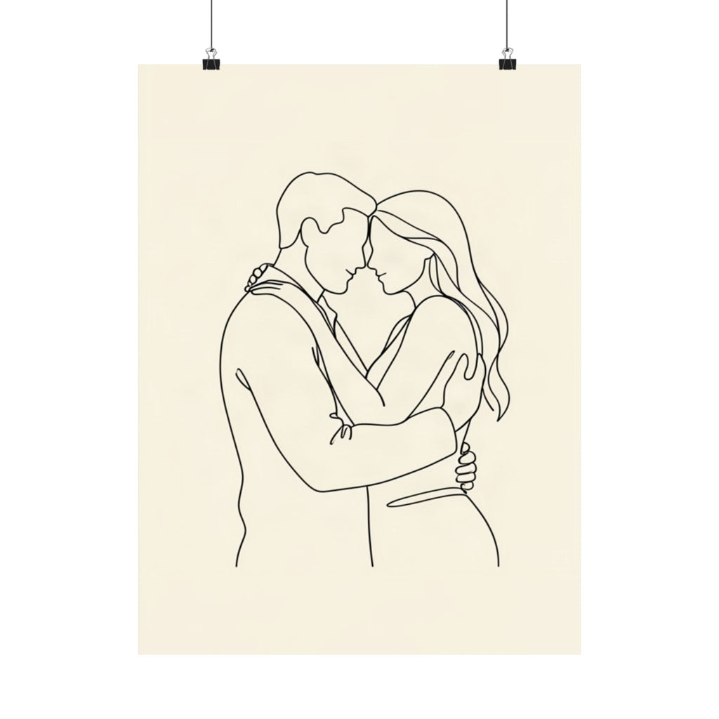 Lovers Single Line Art Print | Minimalist Romantic Wall Decor