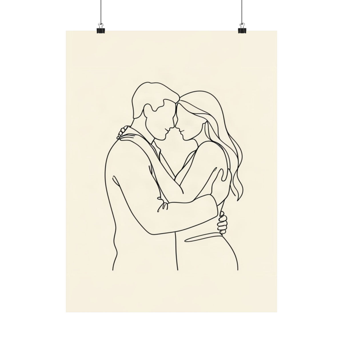 Lovers Single Line Art Print | Minimalist Romantic Wall Decor