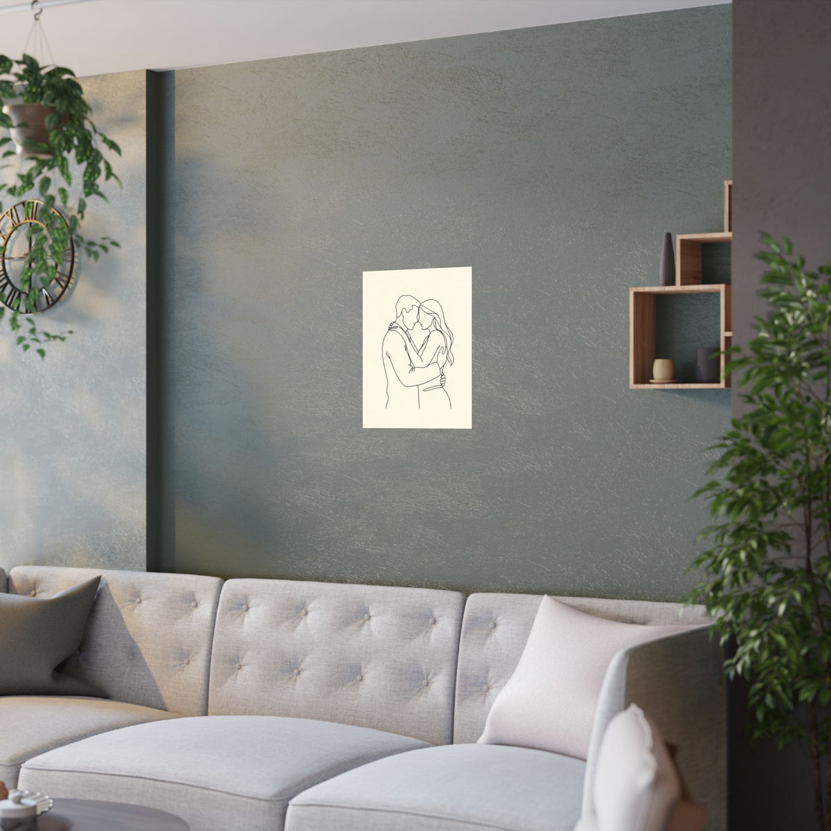 Lovers Single Line Art Print | Minimalist Romantic Wall Decor