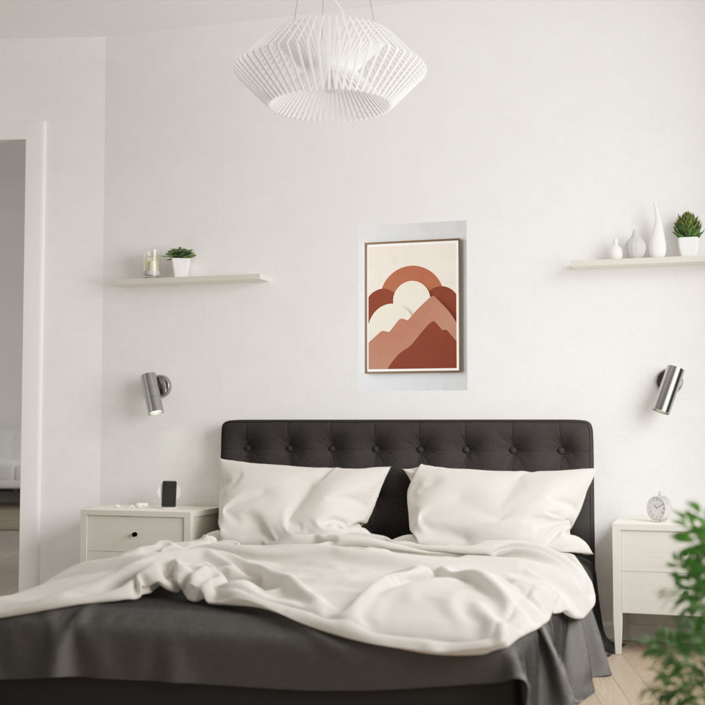 Terracotta Sun & Mountains Print | Mid-Century Boho Wall Art