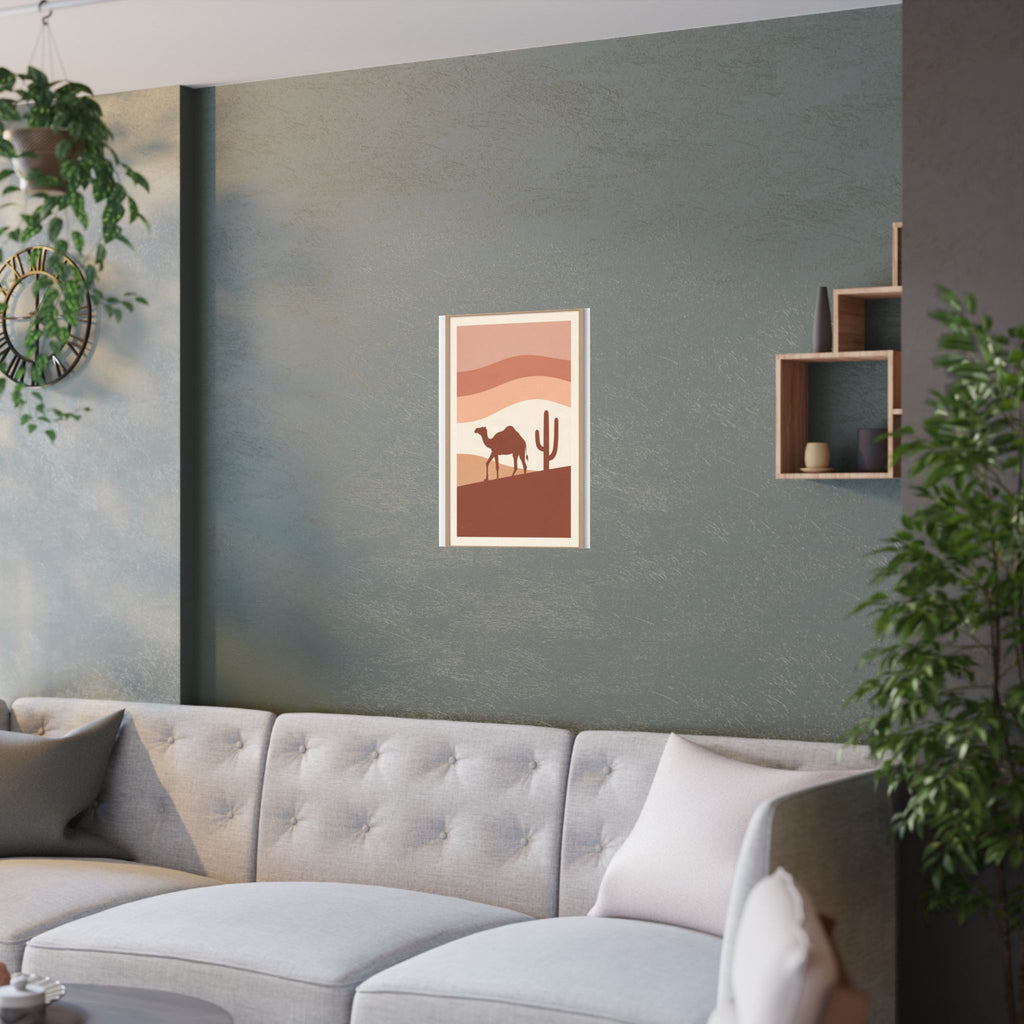 Desert Camel Sunset Print | Boho Mid-Century Wall Art