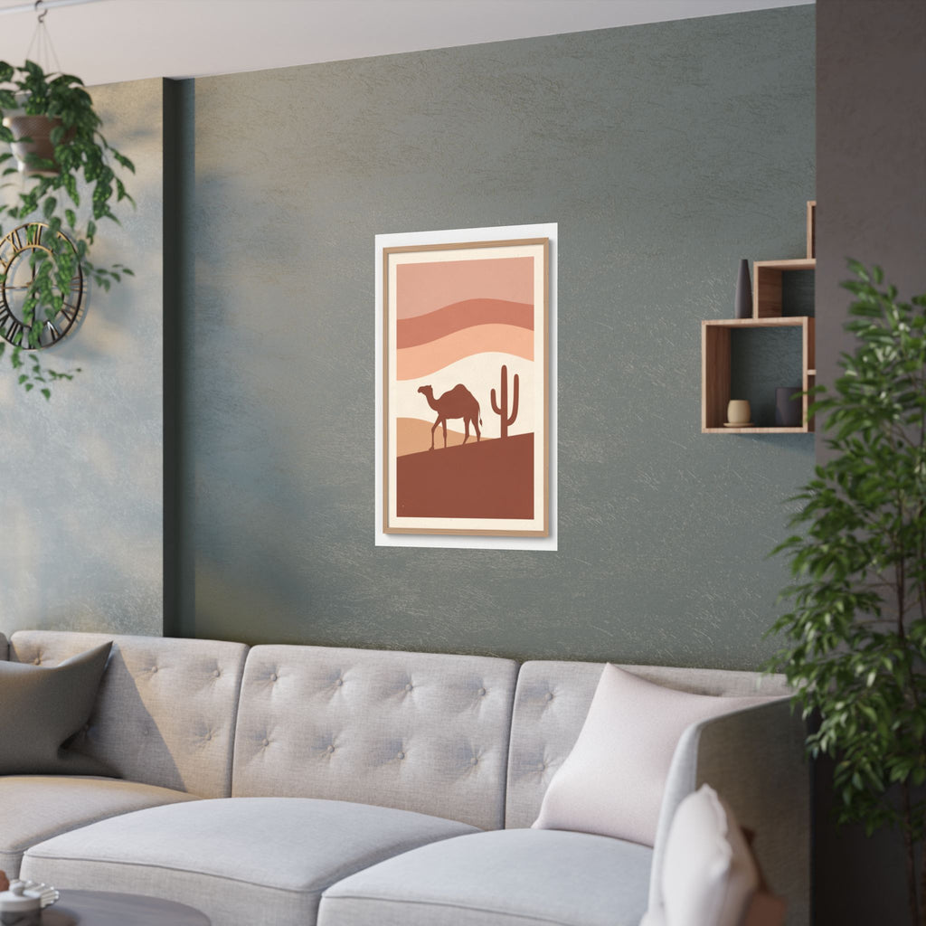 Desert Camel Sunset Print | Boho Mid-Century Wall Art