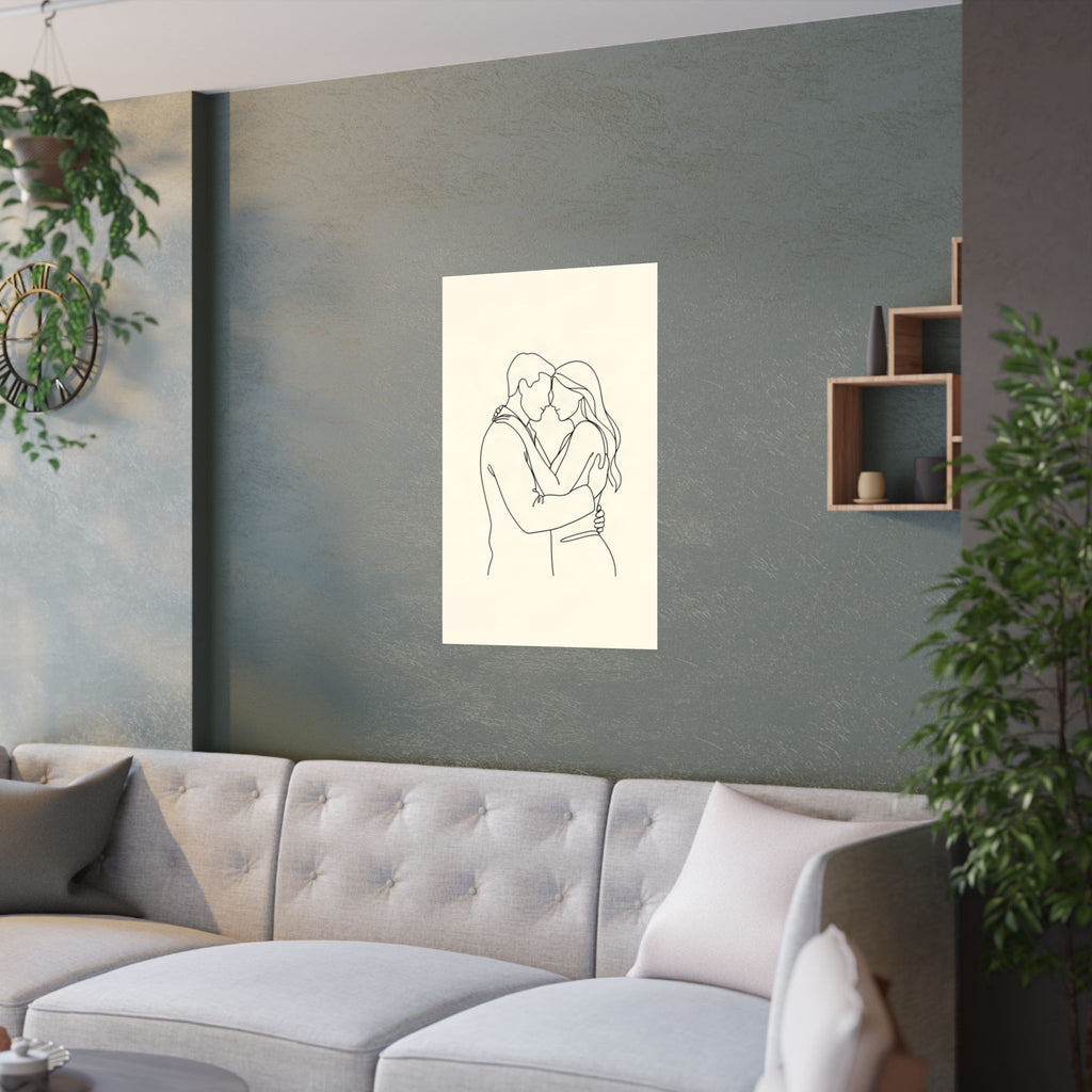 Lovers Single Line Art Print | Minimalist Romantic Wall Decor