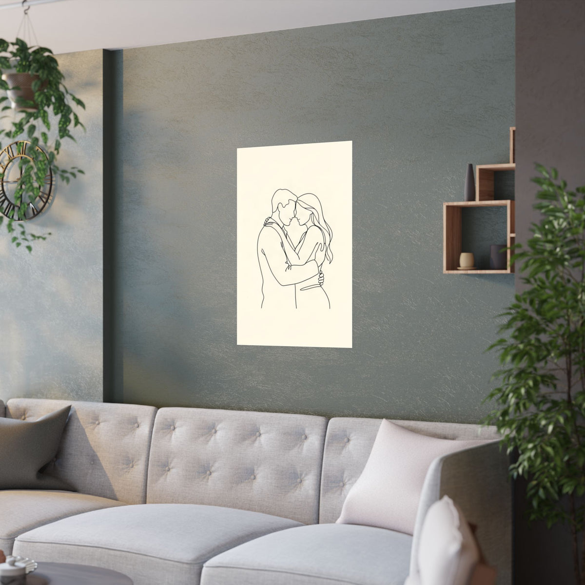 Lovers Single Line Art Print | Minimalist Romantic Wall Decor
