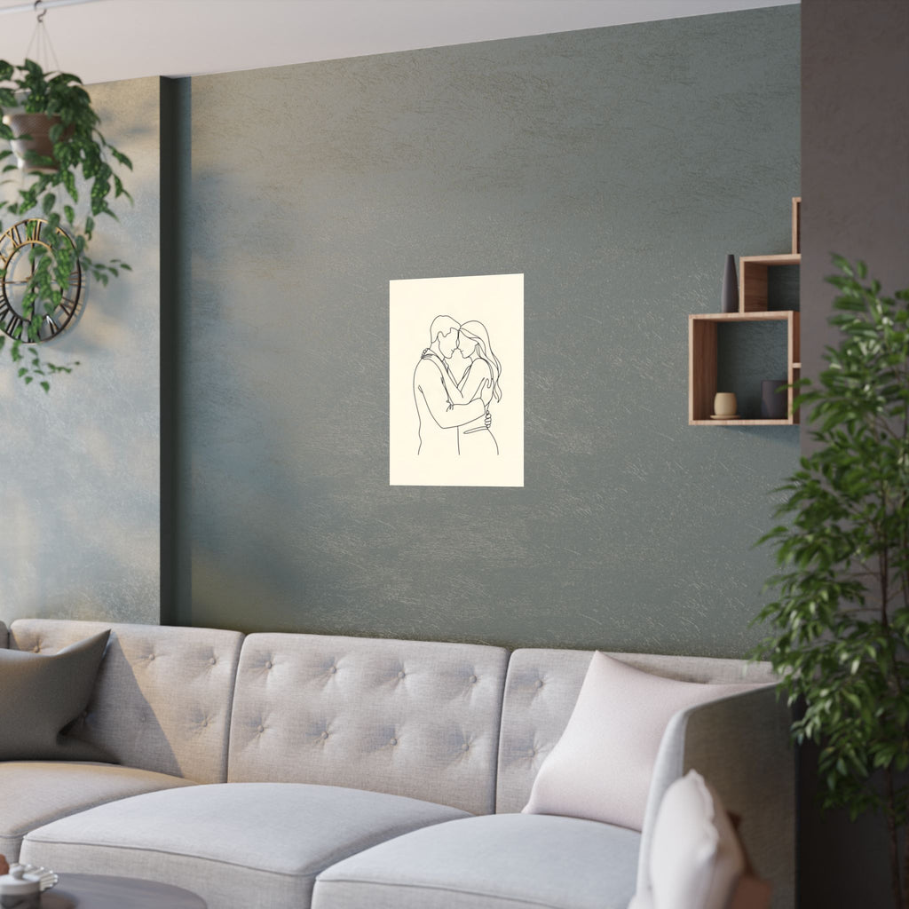Lovers Single Line Art Print | Minimalist Romantic Wall Decor