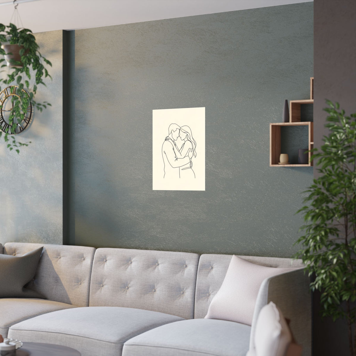 Lovers Single Line Art Print | Minimalist Romantic Wall Decor