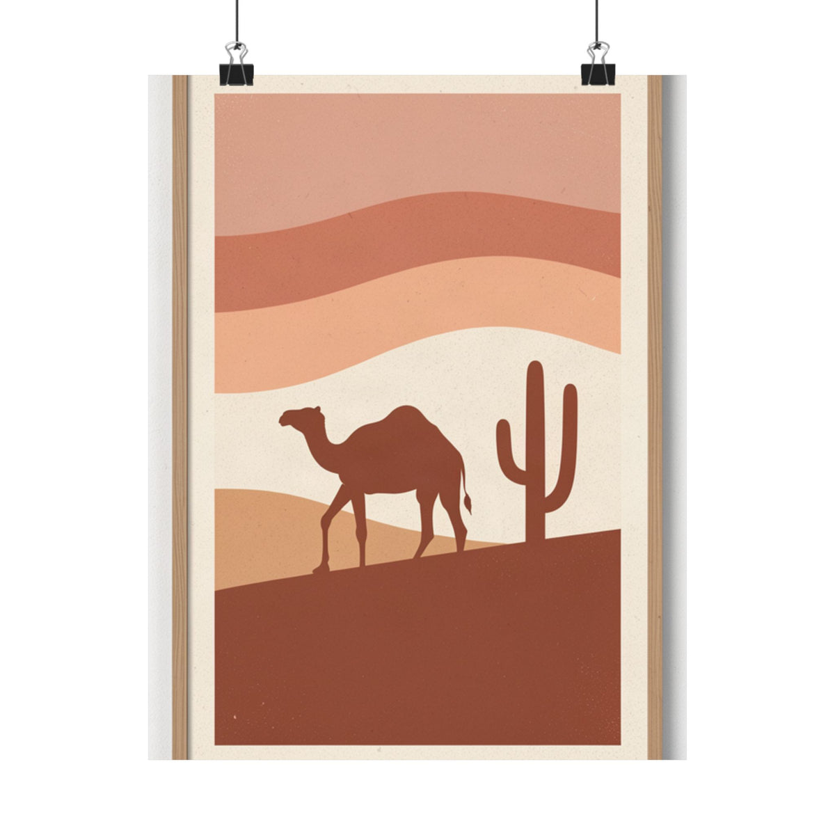 Desert Camel Sunset Print | Boho Mid-Century Wall Art