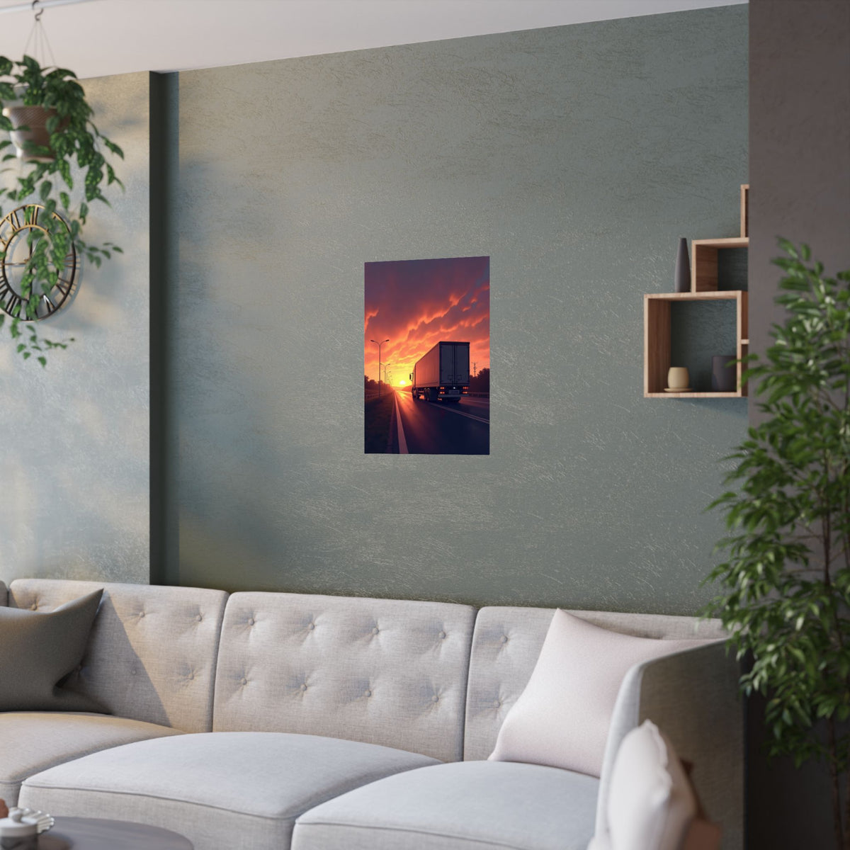 Sunset Highway Truck Poster | Trucker Life Wall Art