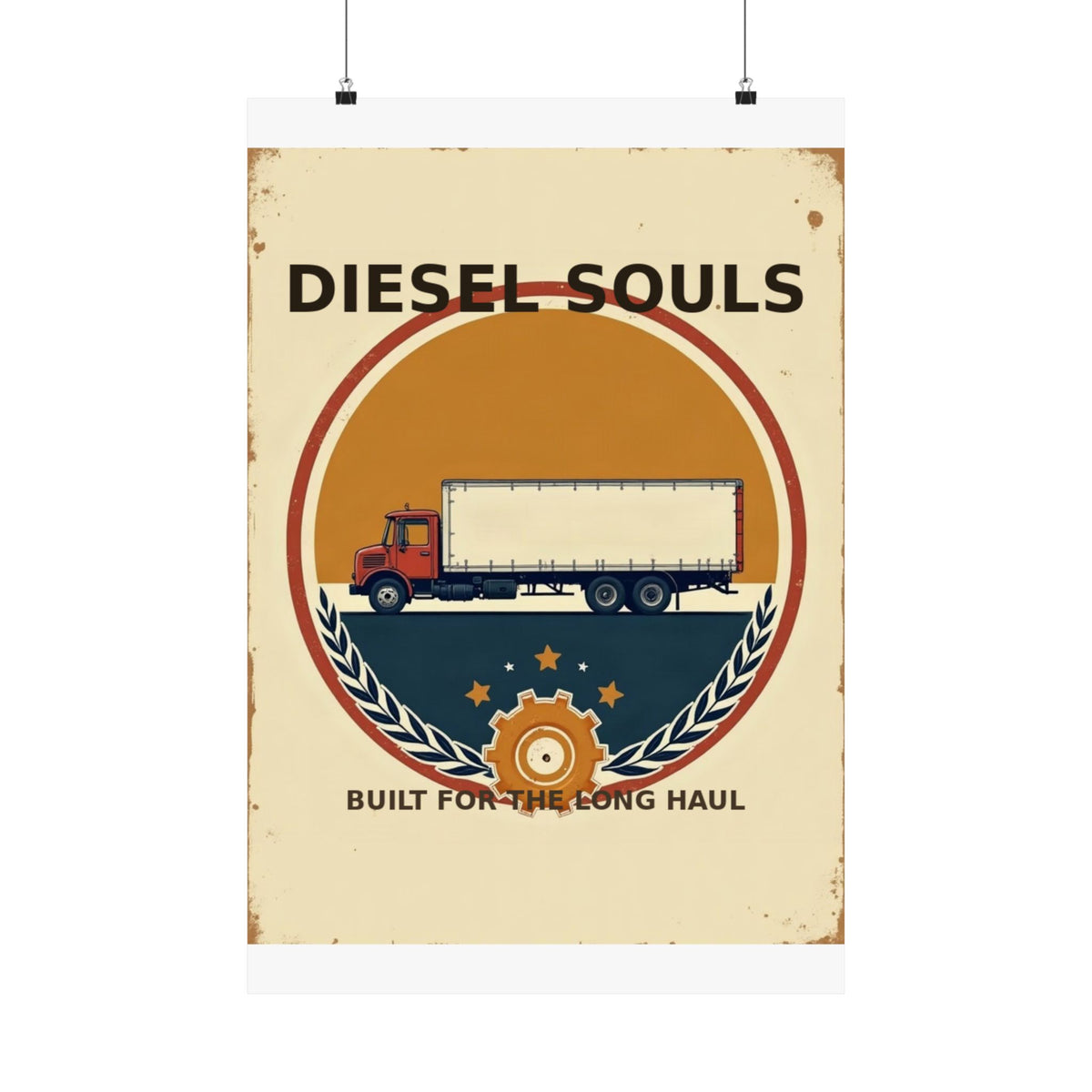 Diesel Souls Retro Trucker Emblem Poster | Vintage Garage Art