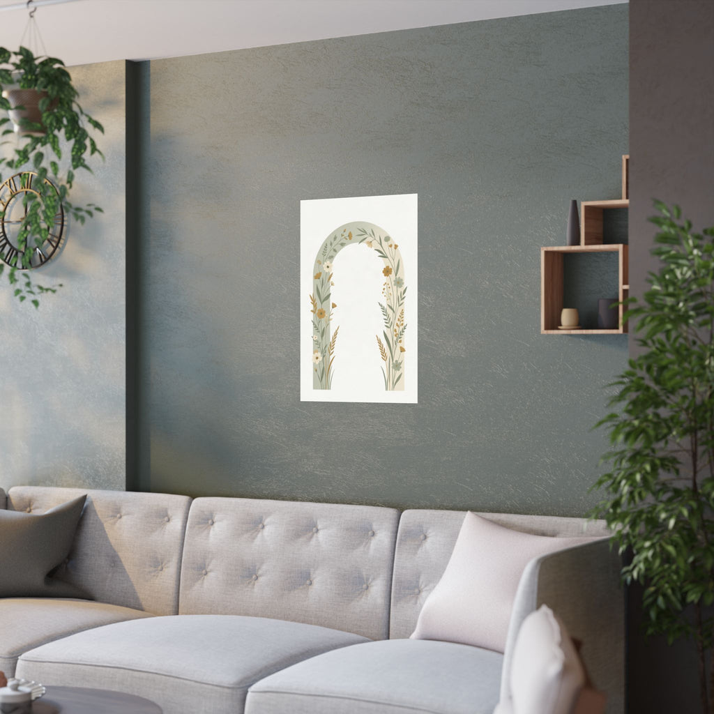 Sage Botanical Arch Print | Minimalist Wildflower Wall Art