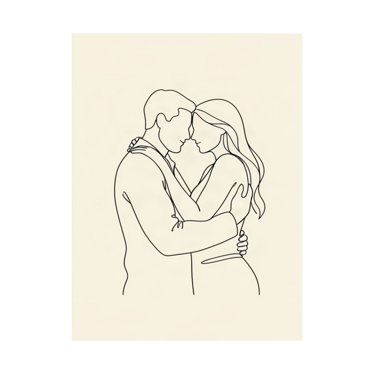 Lovers Single Line Art Print | Minimalist Romantic Wall Decor