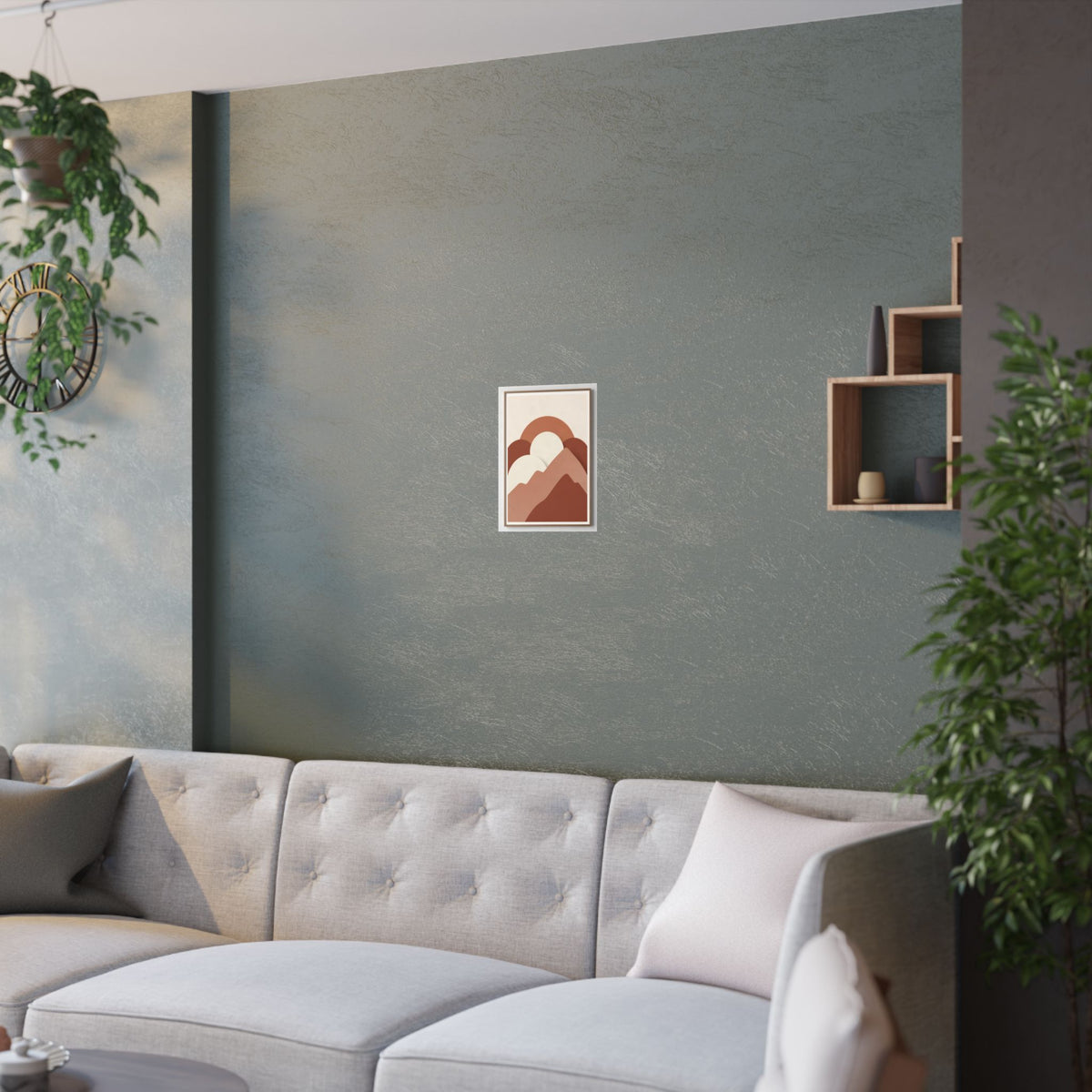 Terracotta Sun & Mountains Print | Mid-Century Boho Wall Art