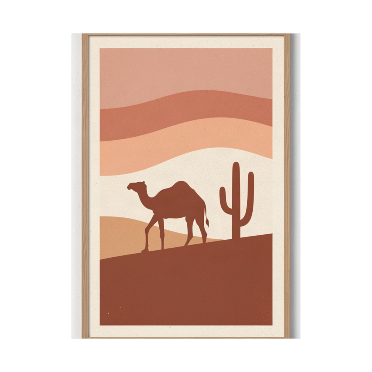 Desert Camel Sunset Print | Boho Mid-Century Wall Art
