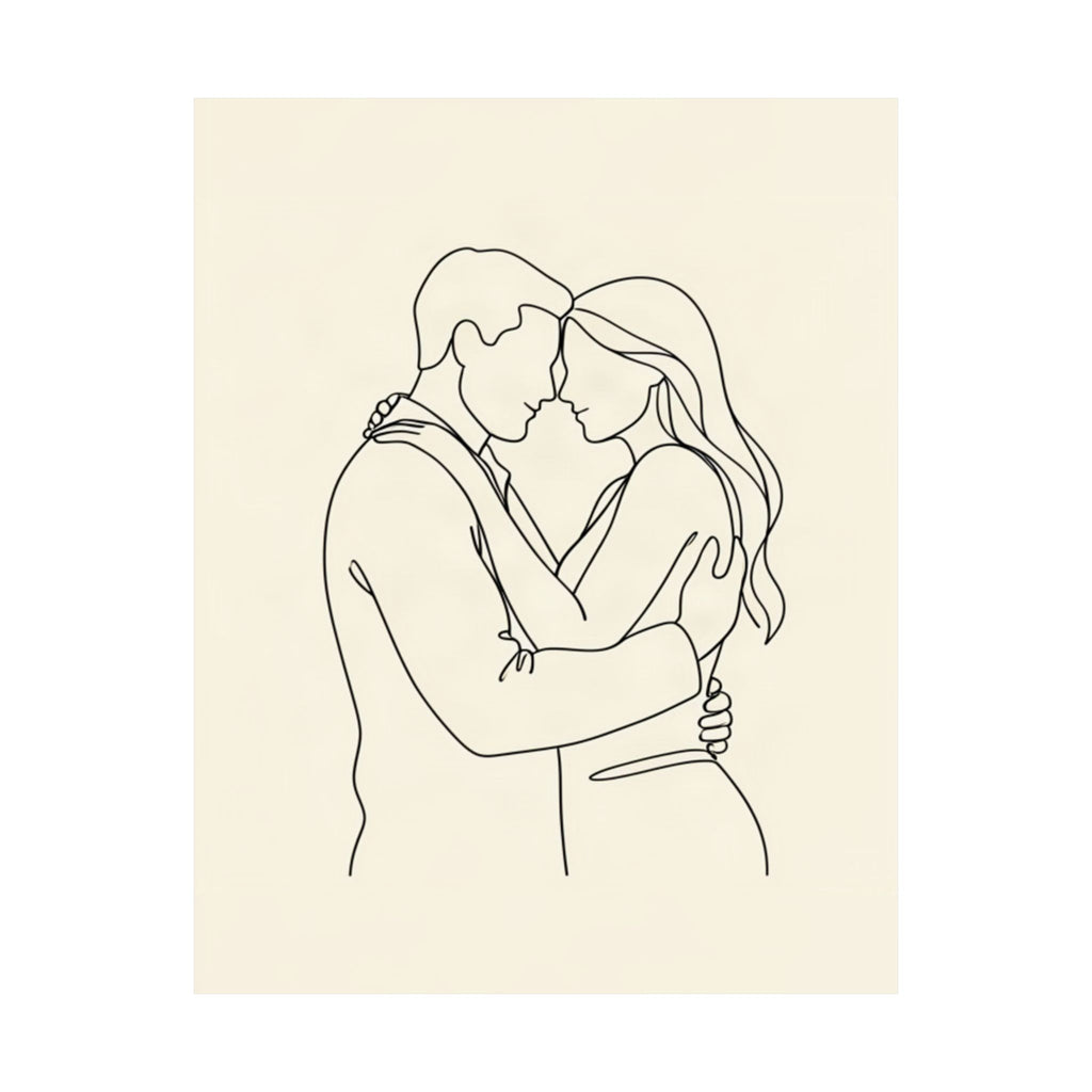 Lovers Single Line Art Print | Minimalist Romantic Wall Decor