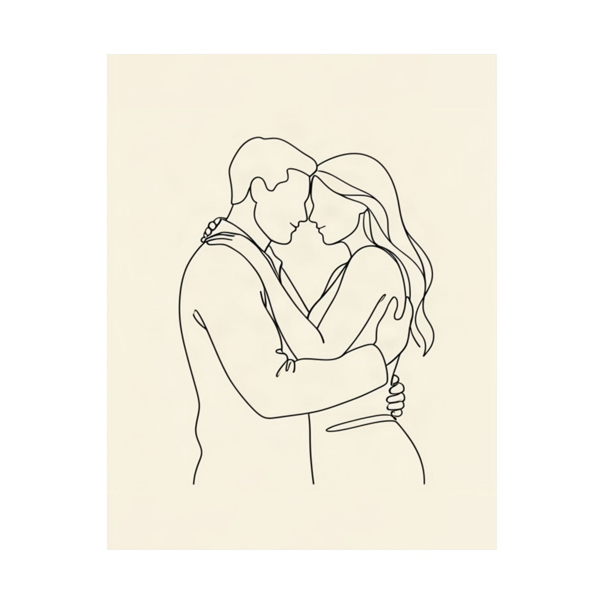 Lovers Single Line Art Print | Minimalist Romantic Wall Decor