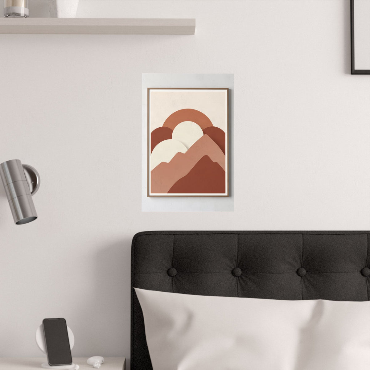Terracotta Sun & Mountains Print | Mid-Century Boho Wall Art