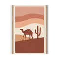 Desert Camel Sunset Print | Boho Mid-Century Wall Art