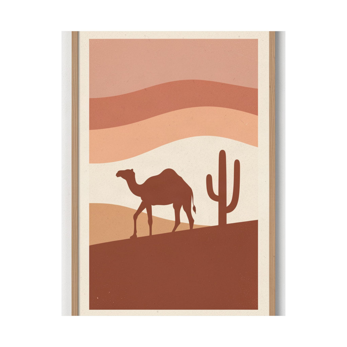 Desert Camel Sunset Print | Boho Mid-Century Wall Art