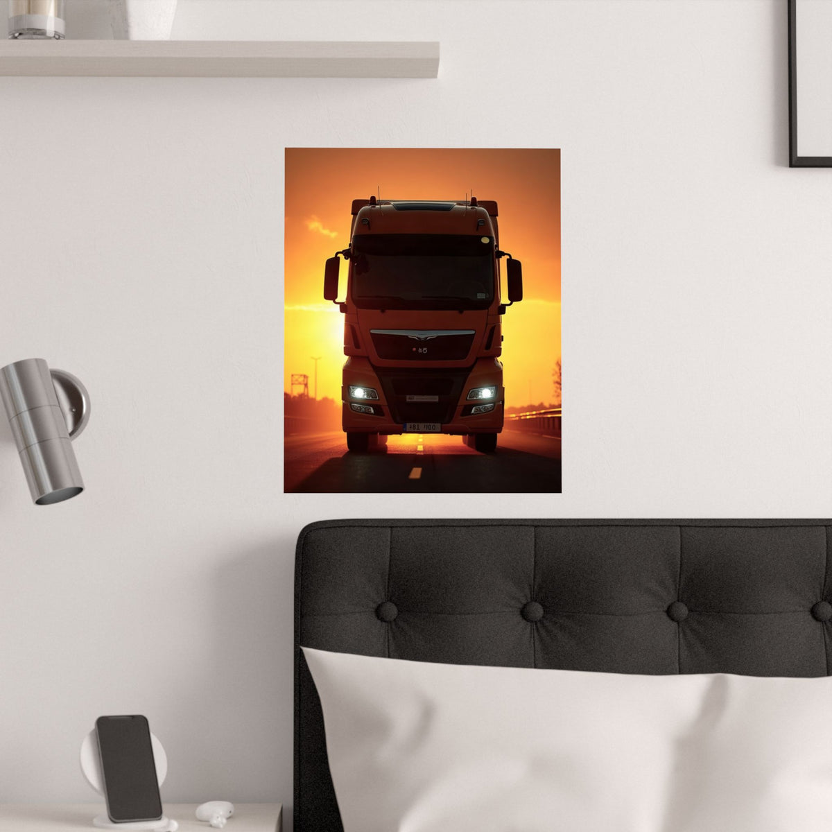 Golden Hour Truck Silhouette Poster | HGV Man Cave Art