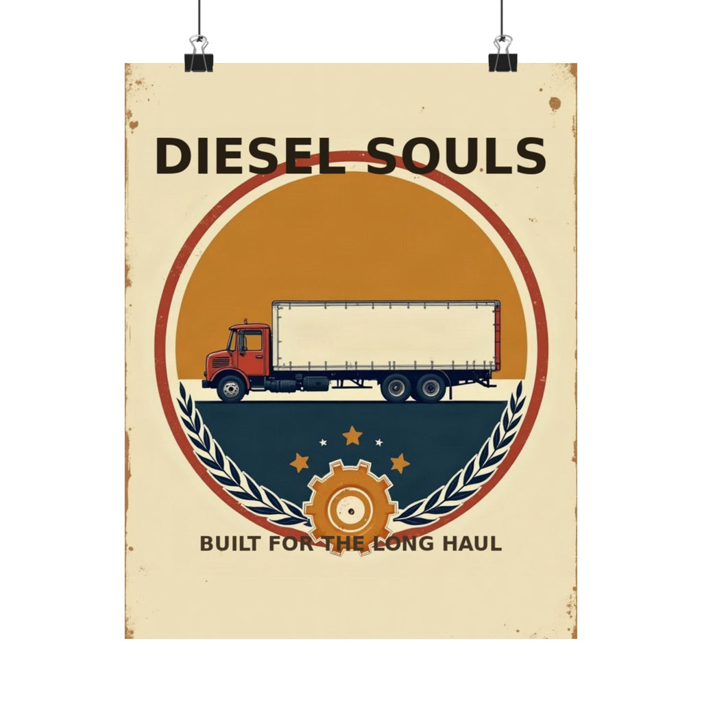 Diesel Souls Retro Trucker Emblem Poster | Vintage Garage Art