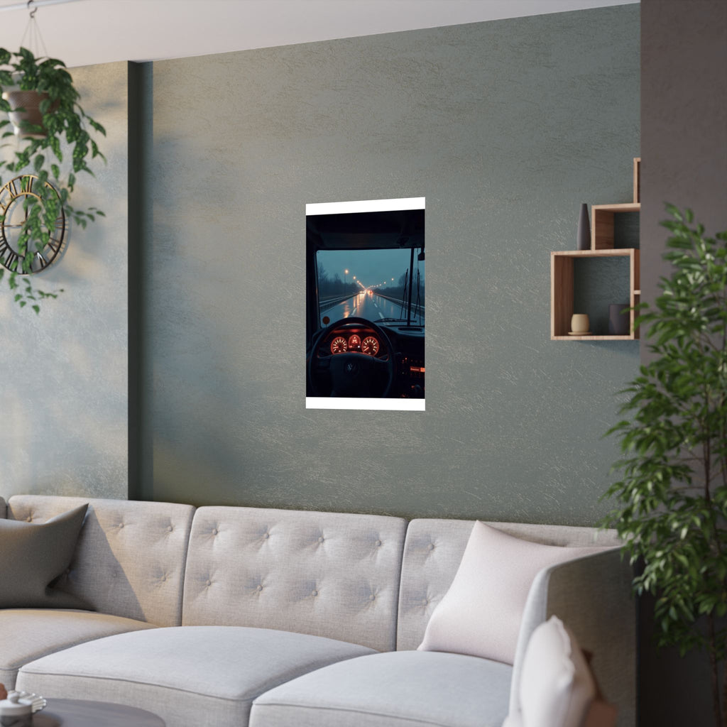 Night Cab Long-Haul Poster | Trucker Life Wall Art