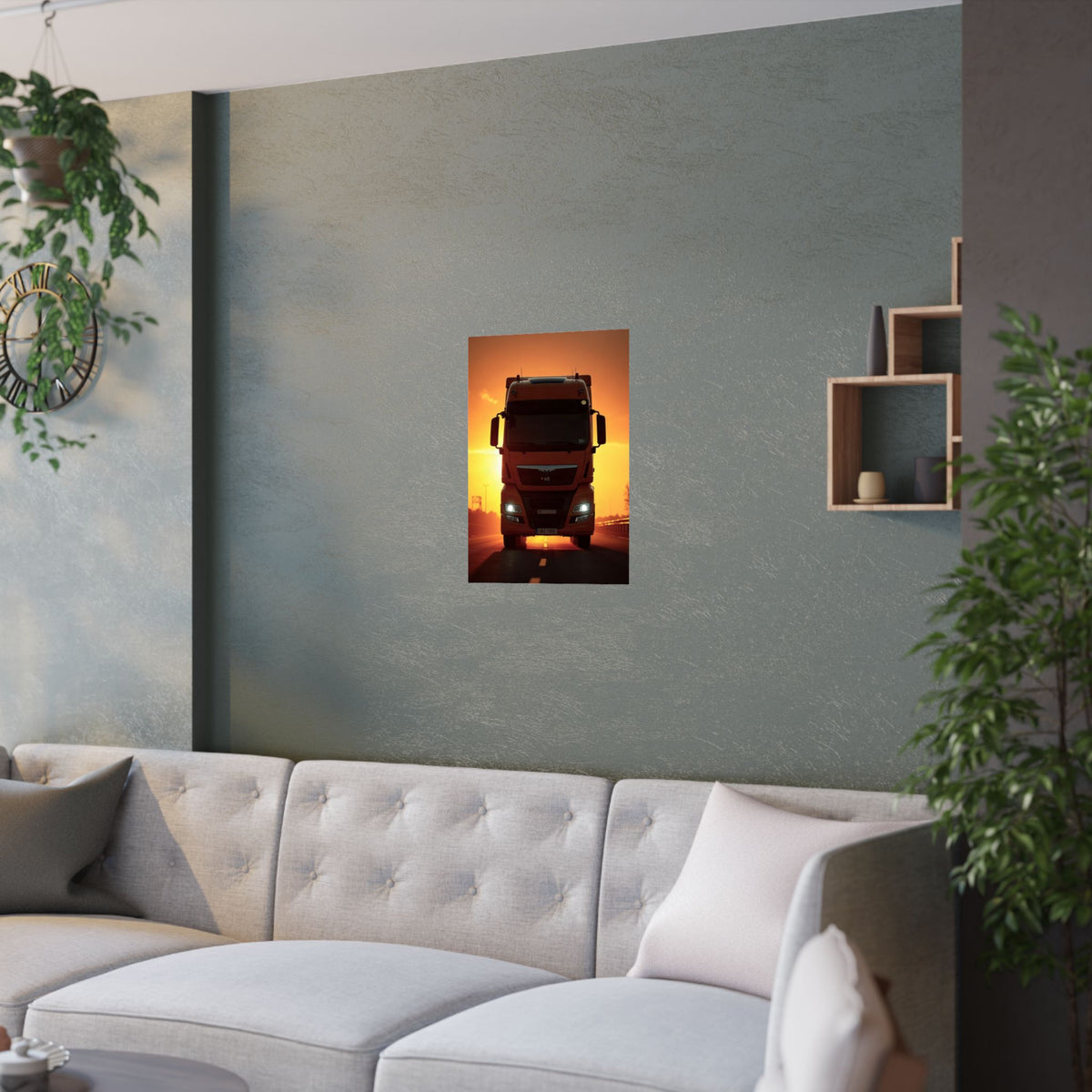 Golden Hour Truck Silhouette Poster | HGV Man Cave Art