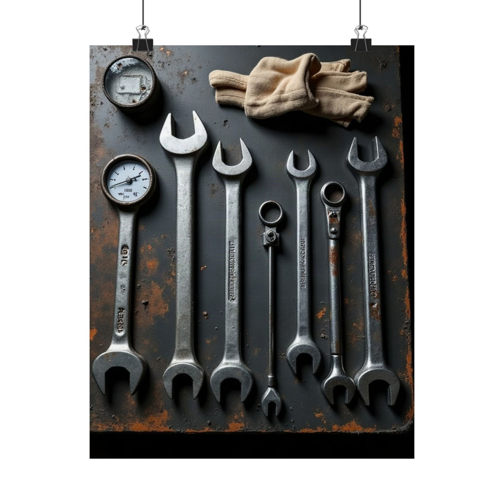 Truck Mechanic Tools Flat-Lay Poster | Workshop Wall Art