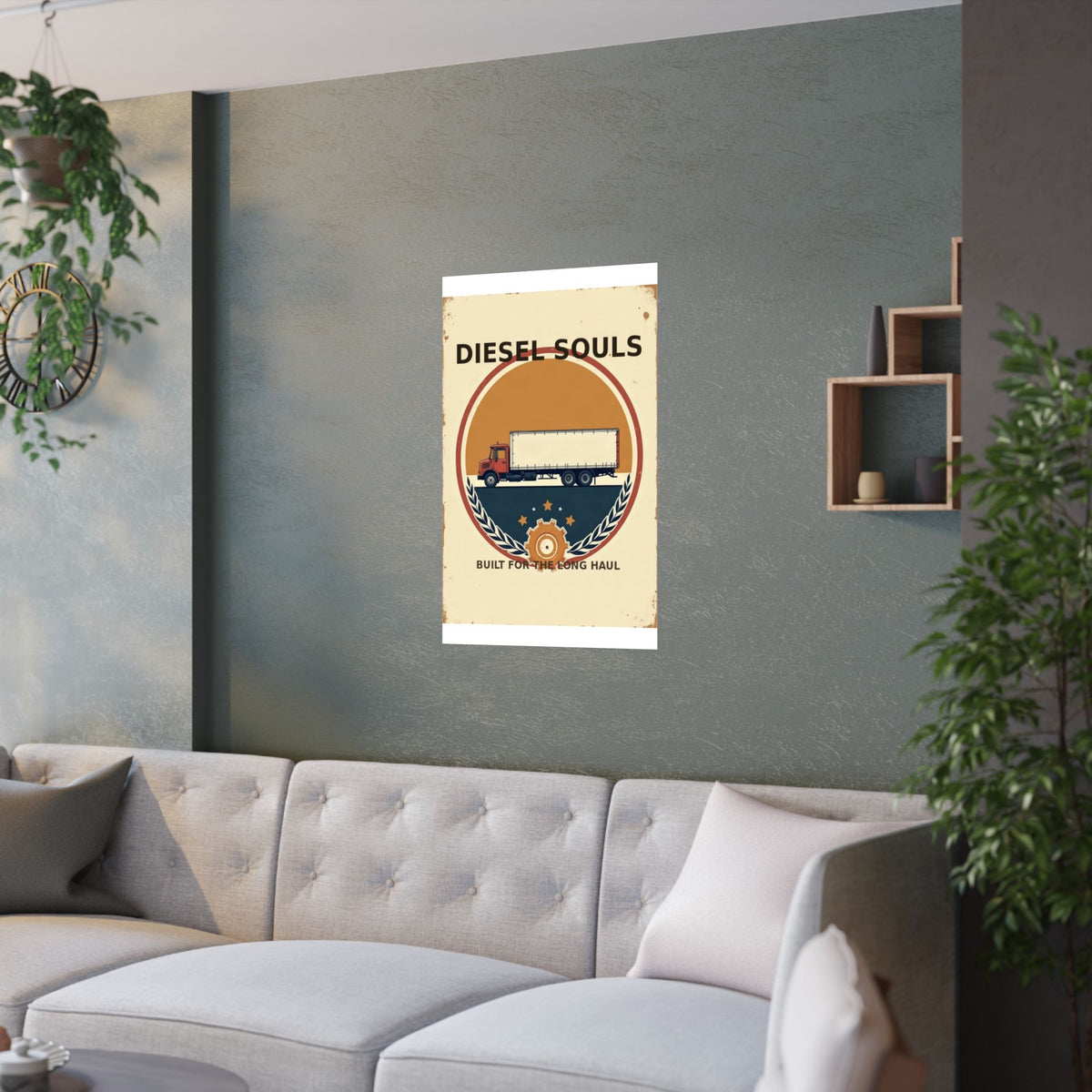 Diesel Souls Retro Trucker Emblem Poster | Vintage Garage Art