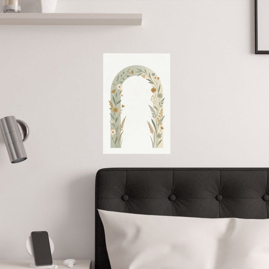 Sage Botanical Arch Print | Minimalist Wildflower Wall Art