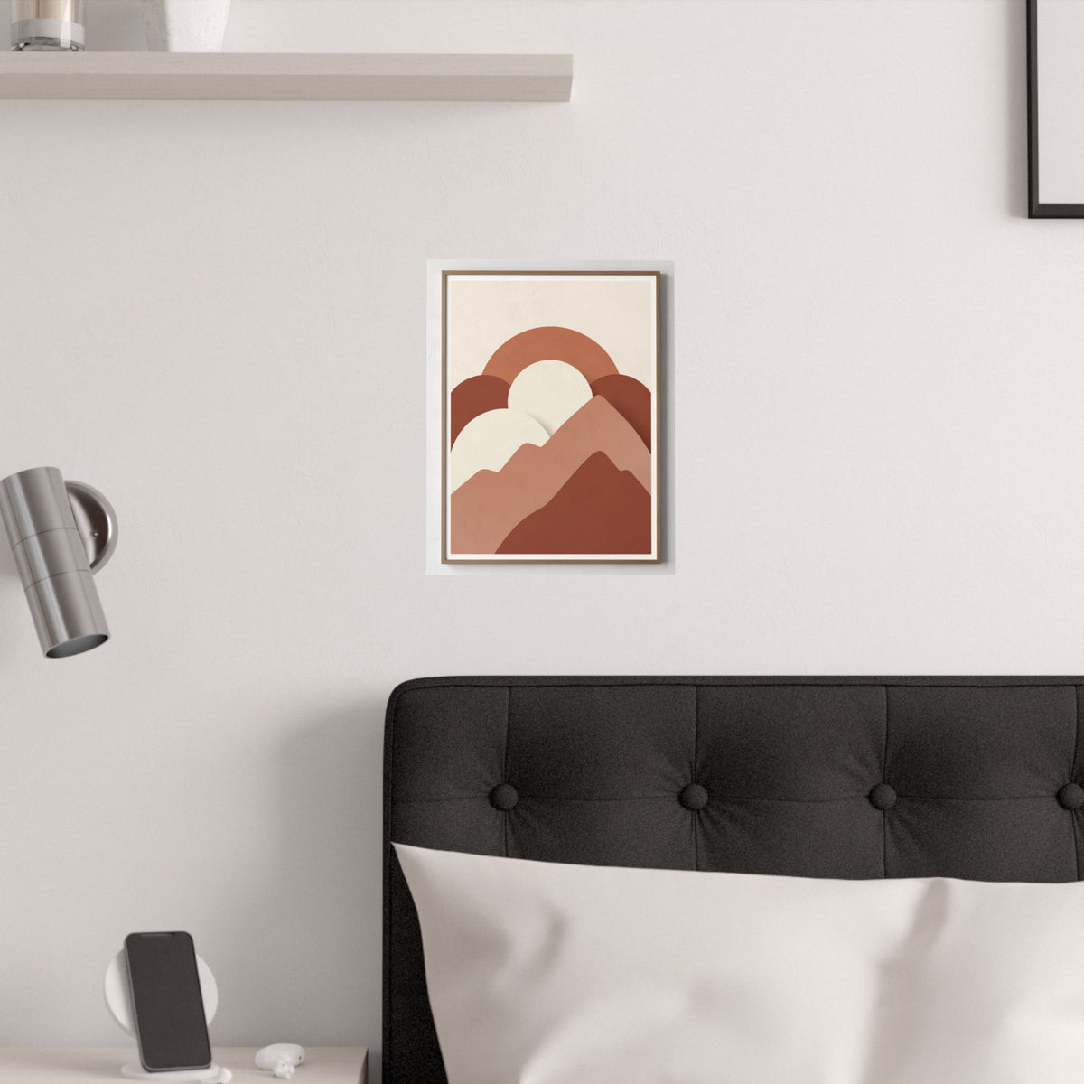 Terracotta Sun & Mountains Print | Mid-Century Boho Wall Art