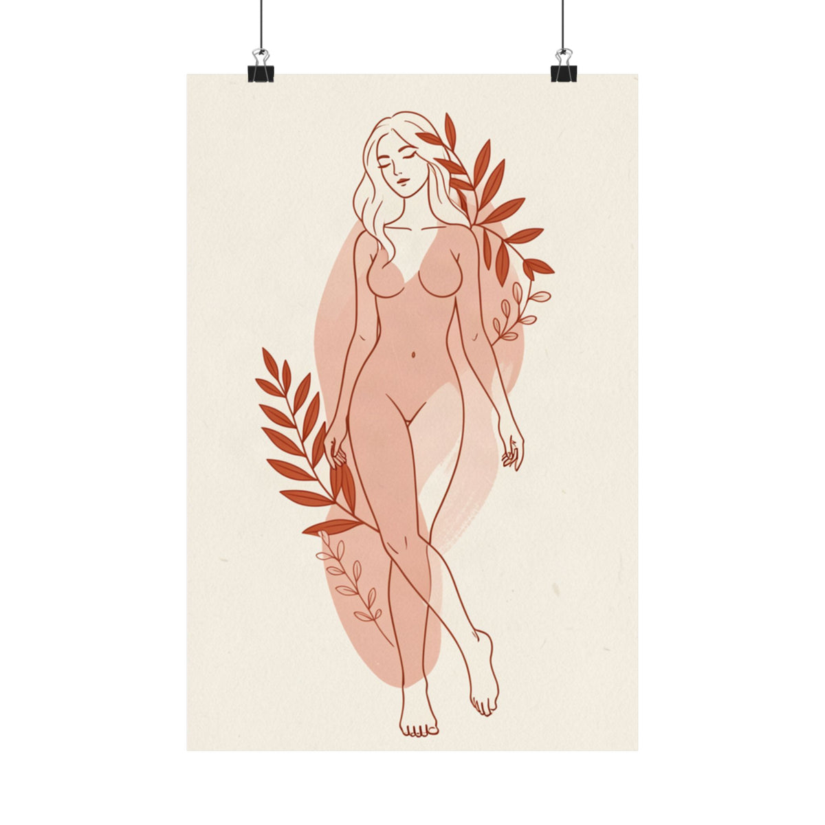 Abstract Feminine Body Line Art | Blush Boho Wall Print