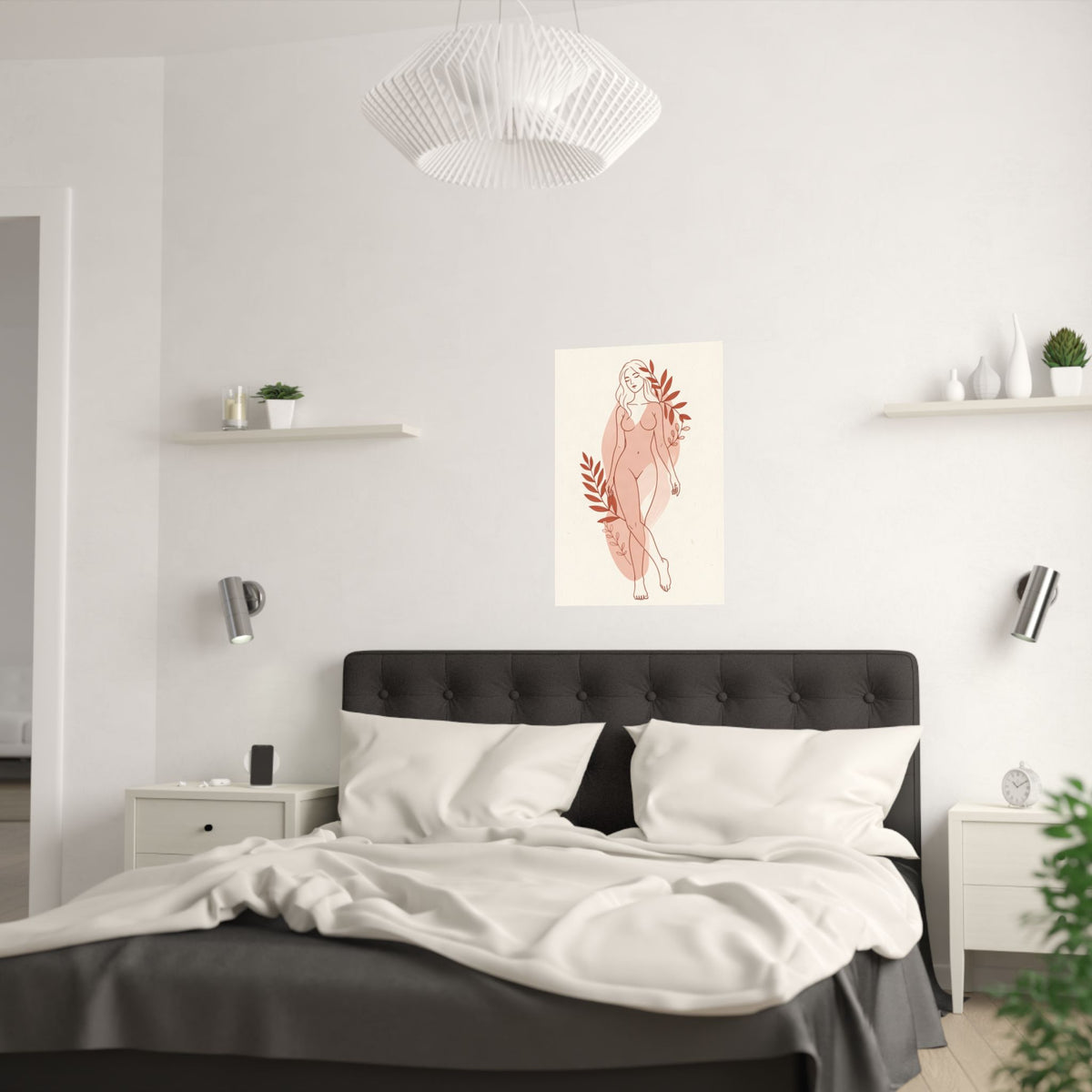 Abstract Feminine Body Line Art | Blush Boho Wall Print