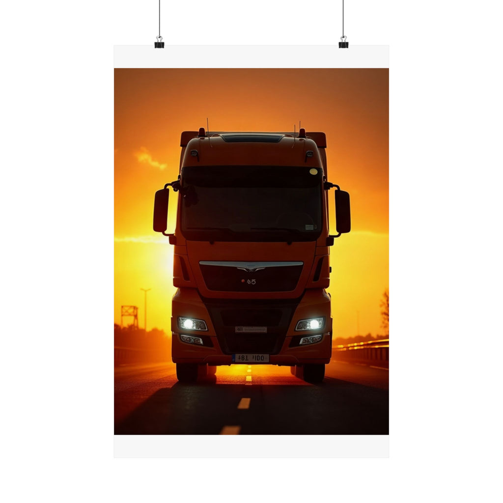Golden Hour Truck Silhouette Poster | HGV Man Cave Art