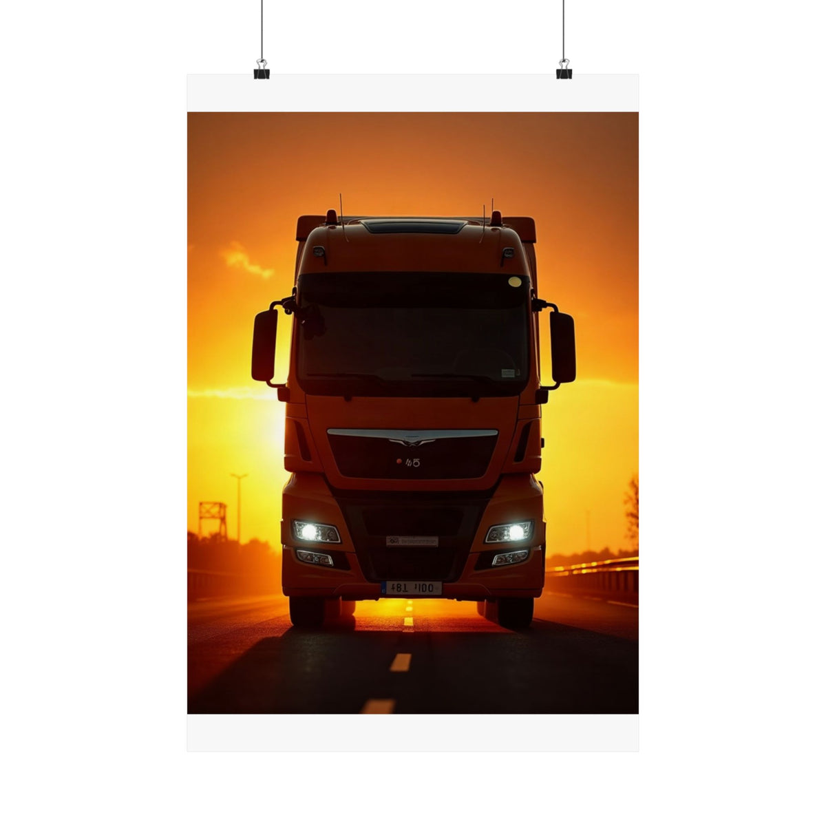 Golden Hour Truck Silhouette Poster | HGV Man Cave Art