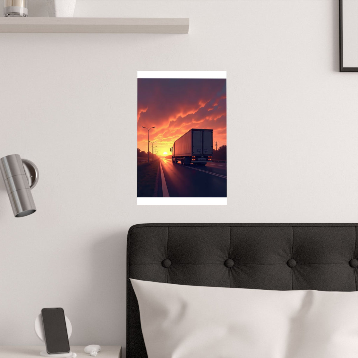 Sunset Highway Truck Poster | Trucker Life Wall Art