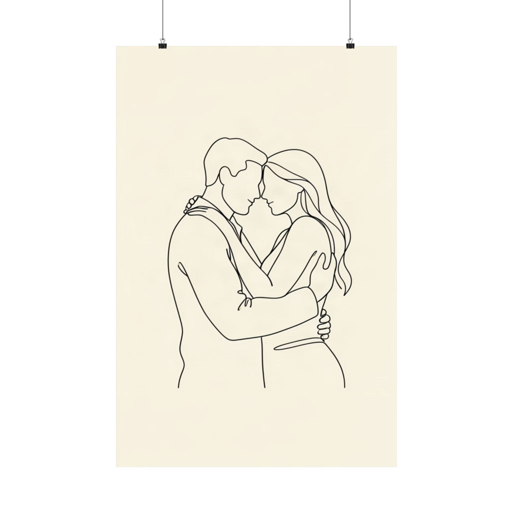 Lovers Single Line Art Print | Minimalist Romantic Wall Decor