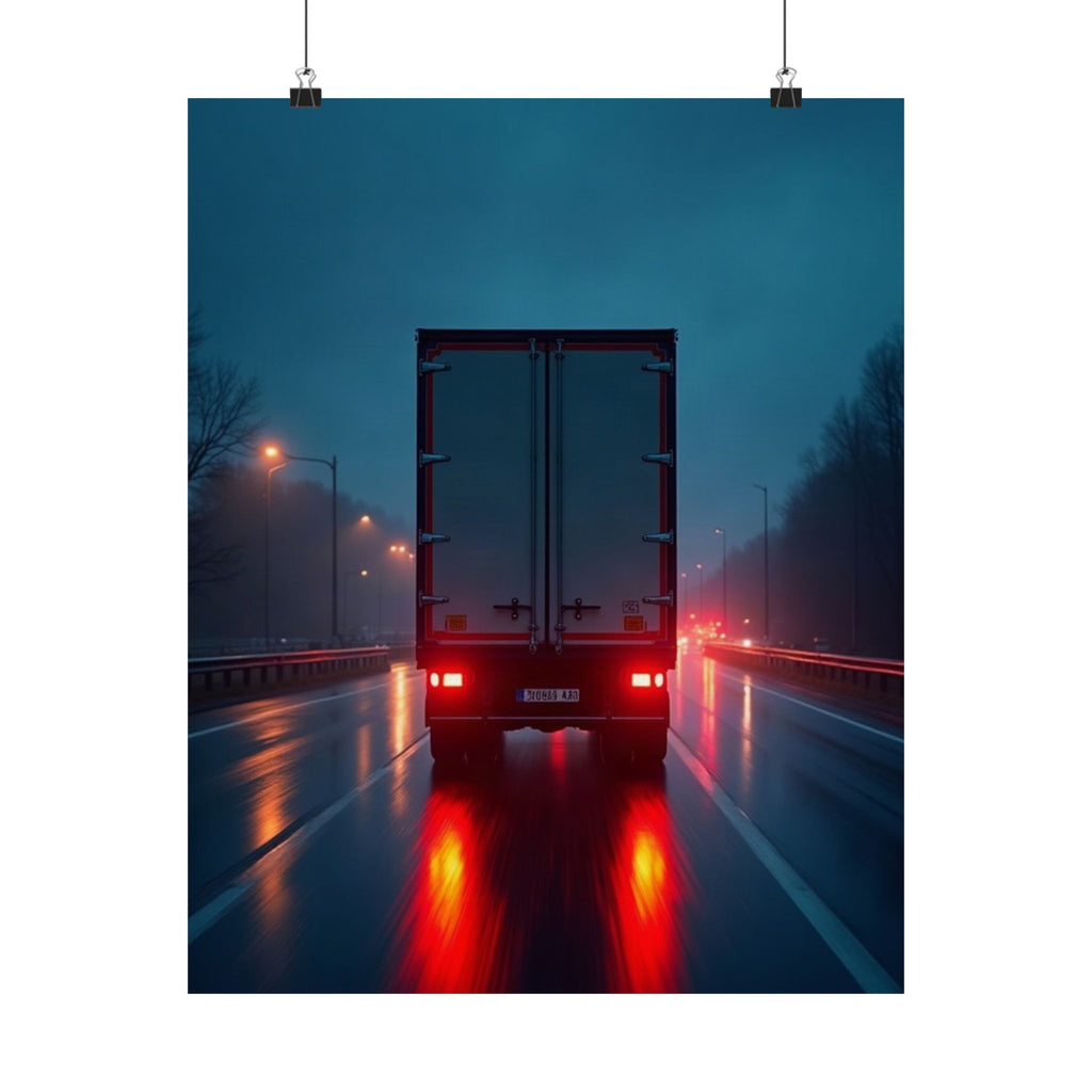 Long-Haul Night Hauler Truck Poster | Trucker Garage Wall Art